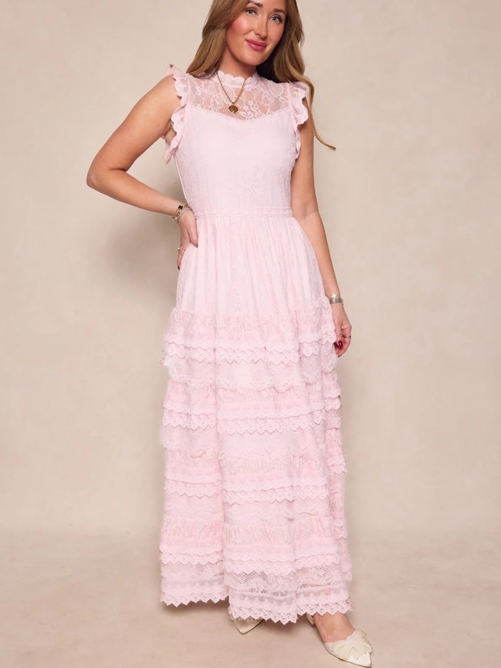 Ivy City ANNIE MIDI DRESS IN LIGHT PINK WOMENS size Small NWT